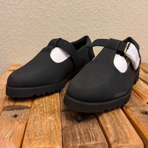 Comfortview Women Black T Strap Chunky Sole Mary Jane Shoes Size 8.5 Wide